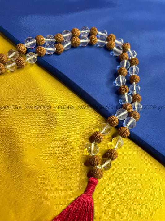 5 Rudraksha Sphatik Mala in Premium Quality 8mm bead size