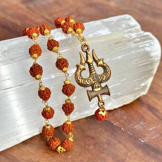Rudraksha Mala with Trishul Pendent