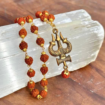 Rudraksha Mala with Trishul Pendent