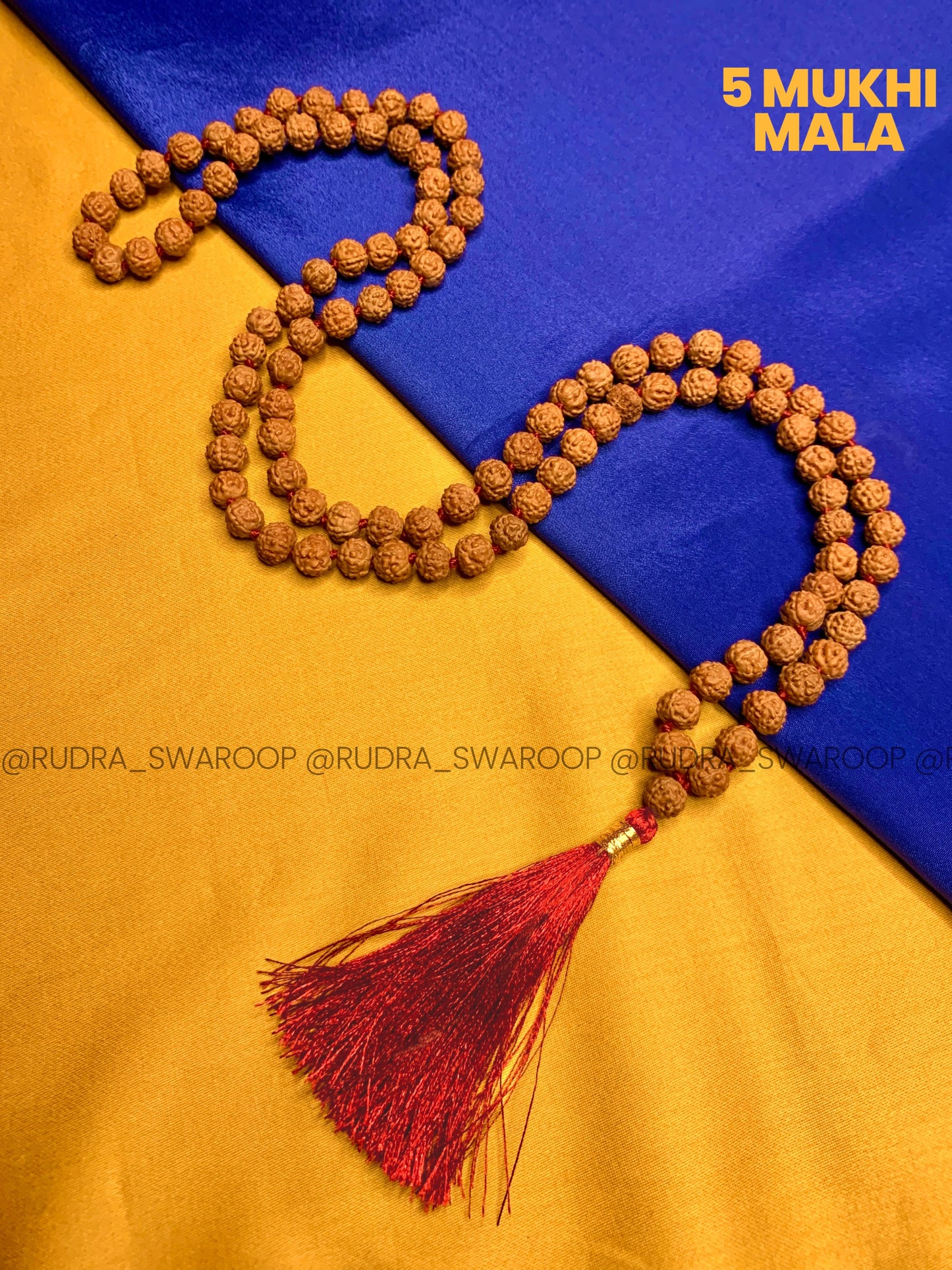 5 Mukhi Rudraksha mala 8mm in Premium Quality Chikna Bead
