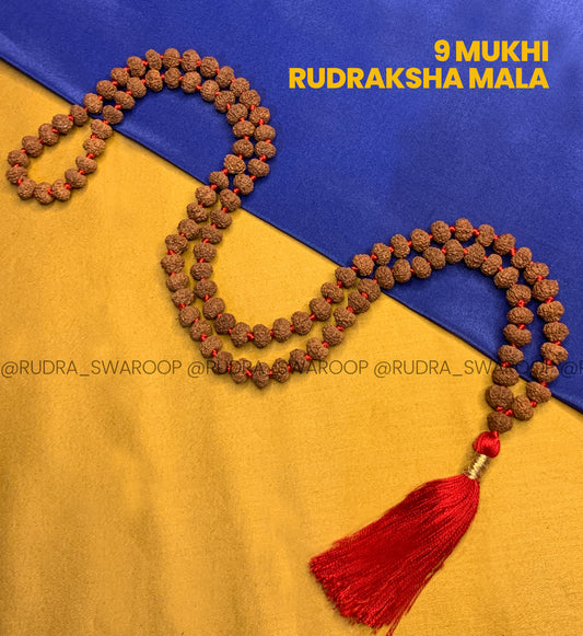9 Mukhi Rudraksha Mala in Premium Quality