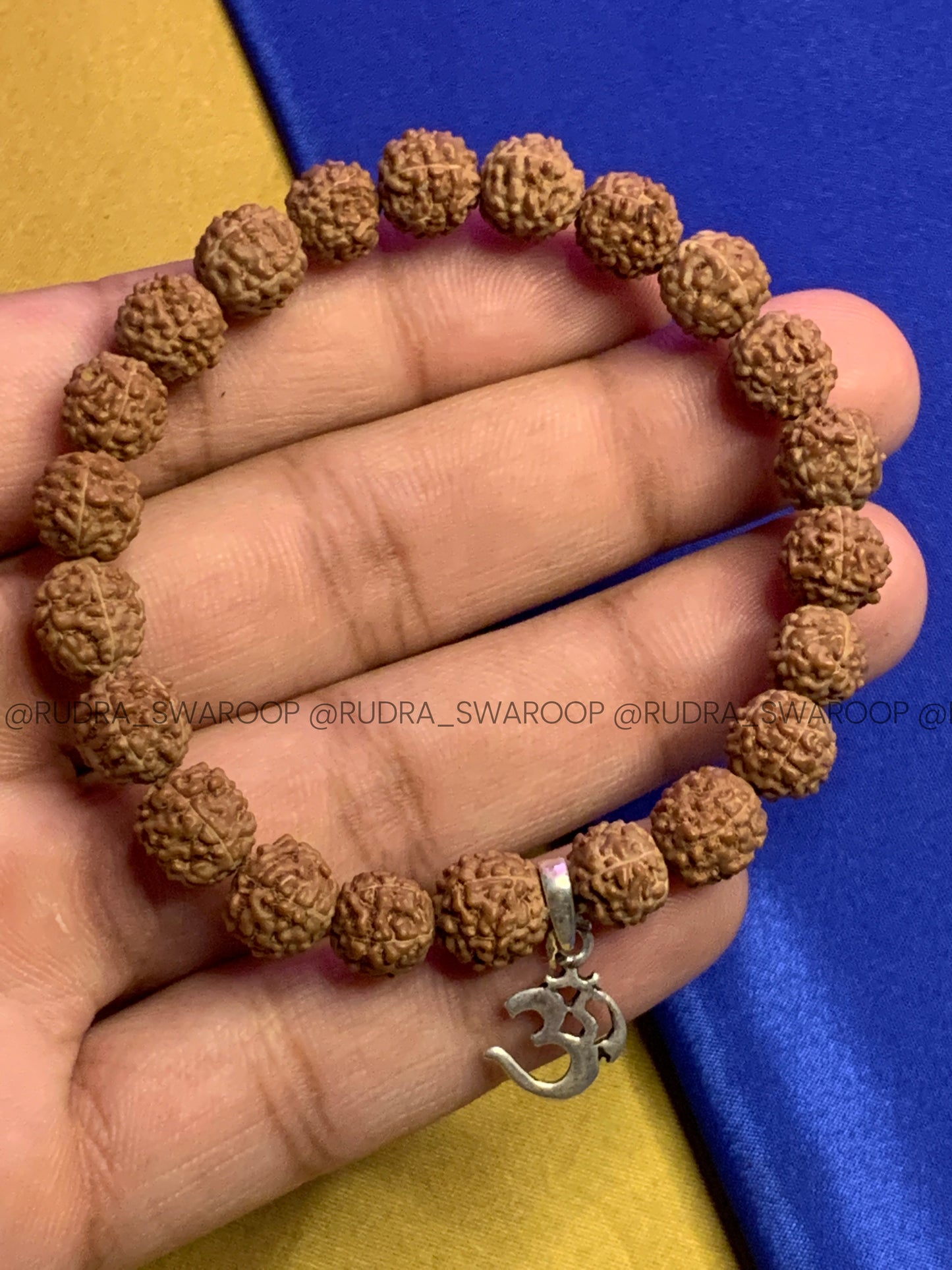 5 Mukhi Rudraksha with OM in Silver