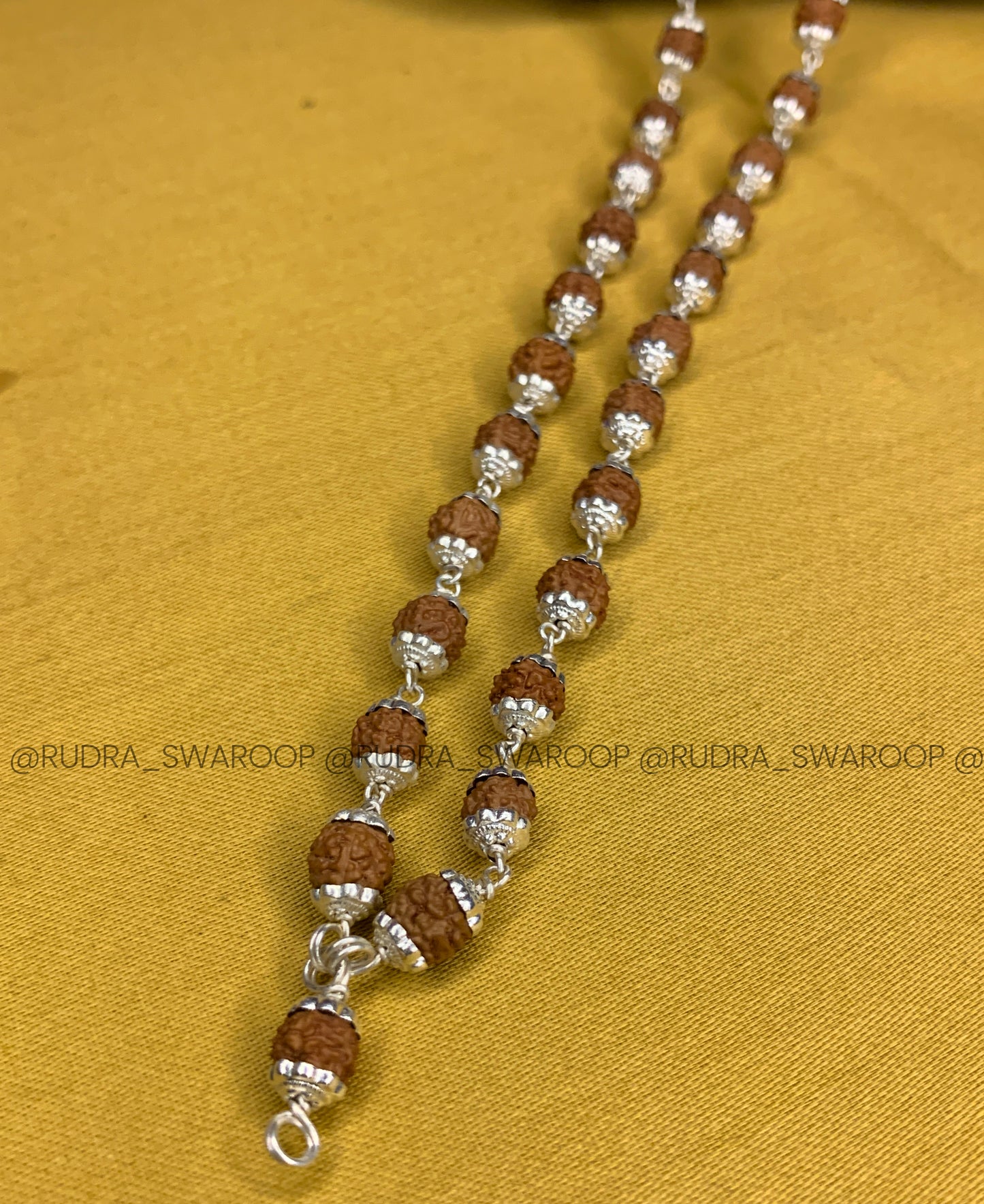 Silver 5 Mukhi  Rudraksha Mala (54+1) Beads 6mm