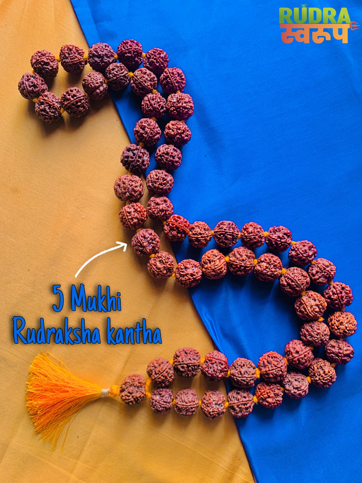 5  Mukhi Rurdraksha Kantha in (54+1 Beads) in Premium Quality