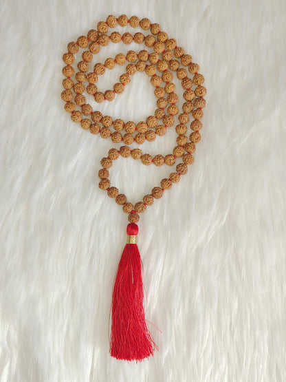 5 Mukhi Rudraksha mala 8mm in Premium Quality Chikna Bead
