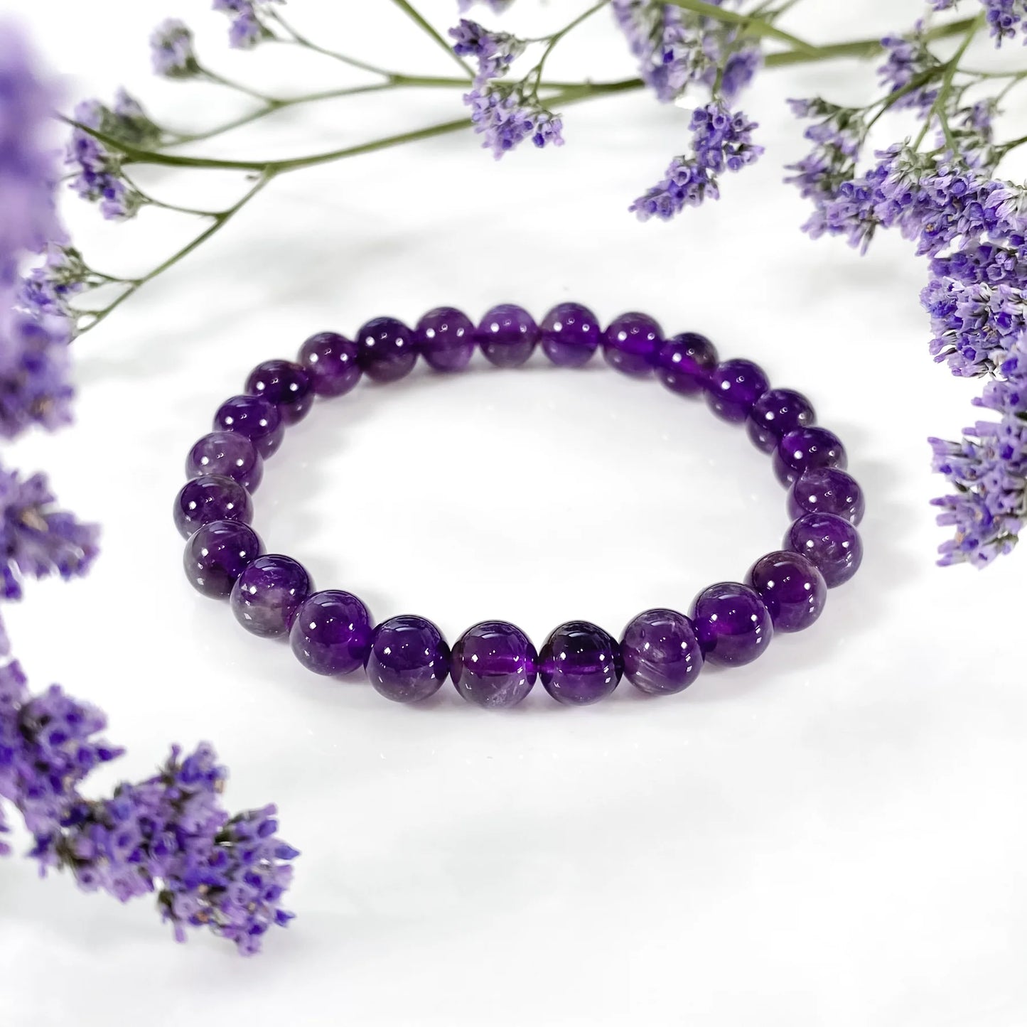 Amethyst 8mm Natural Stone Bracelet