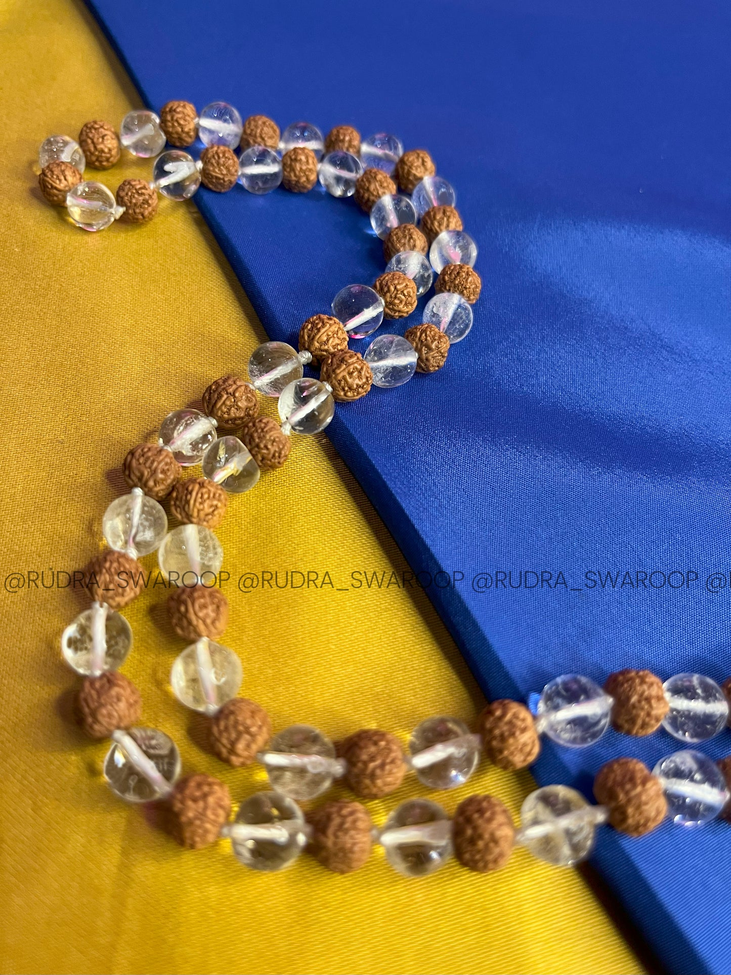 5 Rudraksha Sphatik Mala in Premium Quality 8mm bead size