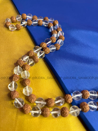 5 Rudraksha Sphatik Mala in Premium Quality 8mm bead size
